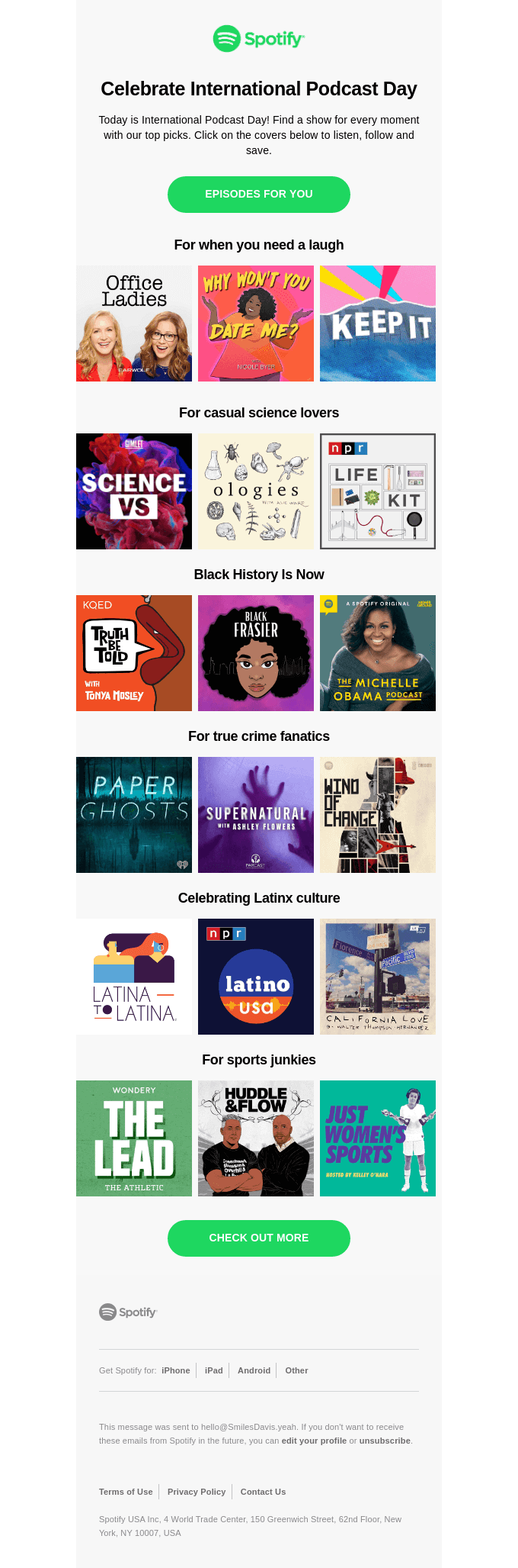 Happy International Podcast Day - Spotify Email Newsletter